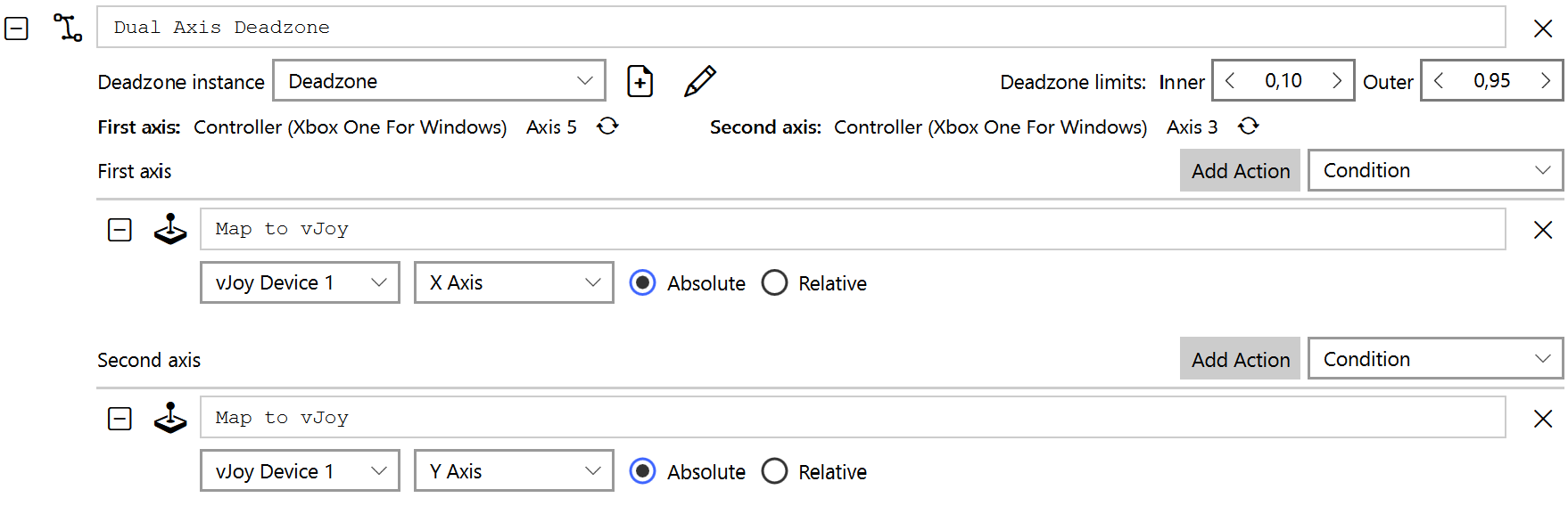 Dual-Axis Deadzone action