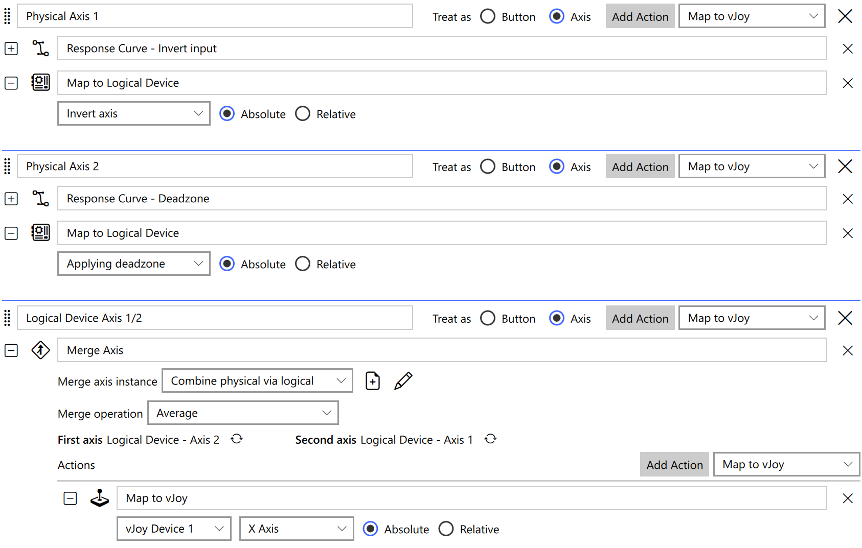 Merge axis with logical device example